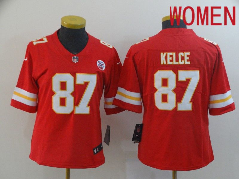 Women Kansas City Chiefs #87 Kelce Red Nike Vapor Untouchable Limited Player NFL Jerseys->women nfl jersey->Women Jersey